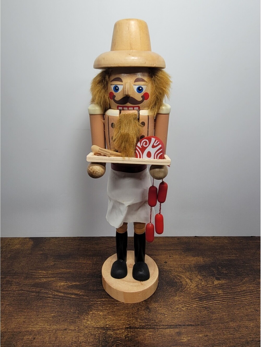 Vintage Butcher Themed Wooden Nutcracker Christmas Decor 13in